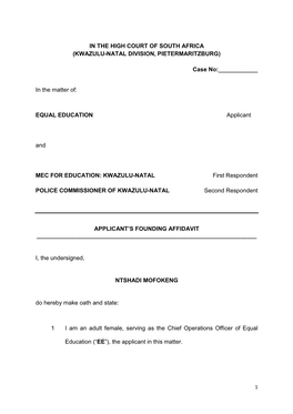 Equal Education Founding Affidavit of N. Mofokeng