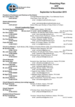 Preaching Plan and Circuit News