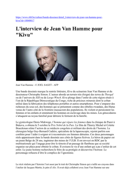 L'interview De Jean Van Hamme Pour 