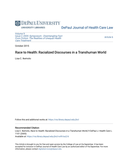 Race to Health: Racialized Discourses in a Transhuman World