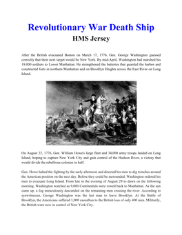 Revolutionary War Death Ship HMS Jersey