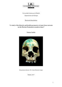 A Study of the Lifestyle and Health Parameters of Nuns from Convents on the Iberian Peninsula in Modern Times”