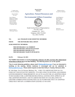 Agriculture, Natural Resources and Environmental Affairs Committee