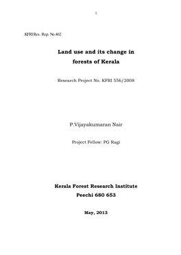 Land Use and Its Change in Forests of Kerala