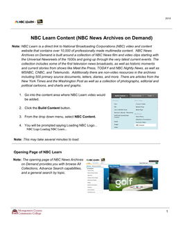 NBC Learn Content (NBC News Archives on Demand)