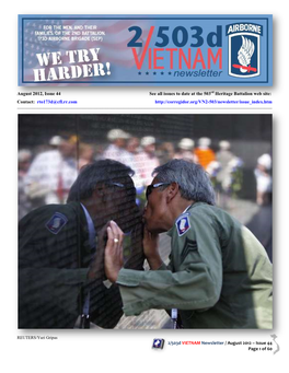August 2012, Issue 44 See All Issues to Date at the 503Rd Heritage Battalion Web Site: Contact: Rto173d@Cfl.Rr.Com