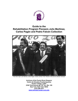 Guide to the Rehabilitation Program Pioneers Julio Martínez, Carlos Pagán and Pedro Falcón Collection