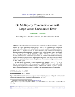 On Multiparty Communication with Large Versus Unbounded Error