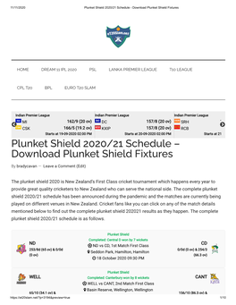 Plunket Shield 2020/21 Schedule - Download Plunket Shield Fixtures