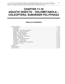 Volume 2, Chapter 11-10: Aquatic Insects: Holometabola
