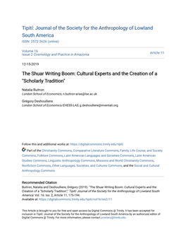 The Shuar Writing Boom: Cultural Experts and the Creation of a "Scholarly Tradition"