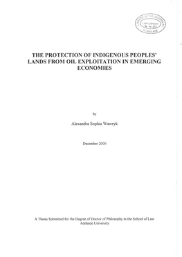 The Protection of Indigenous Peoples' Lands from Oil Exploitation in Embrging Economies