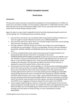 CSW12 Complete Variants