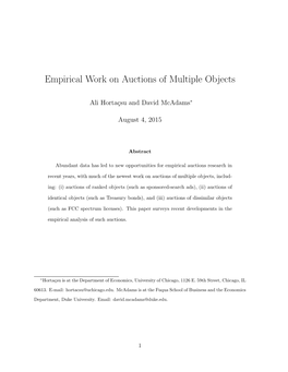 Empirical Work on Auctions of Multiple Objects