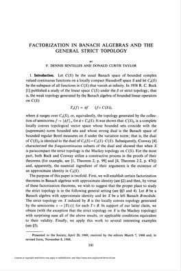 Factorization in Banach Algebras and the General Strict Topology