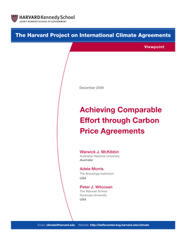Achieving Comparable Effort Through Carbon Price Agreements