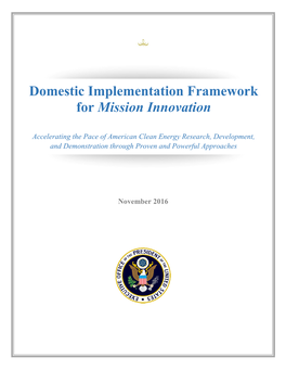 Domestic Implementation Framework for Mission Innovation