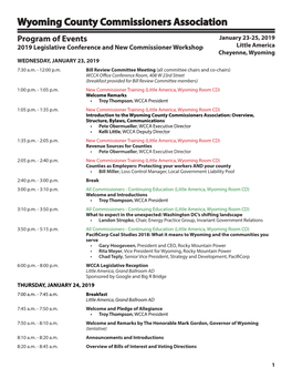 Wyoming County Commissioners Association Program of Events