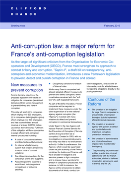 Anti-Corruption Law: a Major Bill for France 1