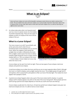 What Is an Eclipse? by NASA 2017