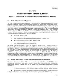 DIVISION COMBAT HEALTH SUPPORT Section I. OVERVIEW