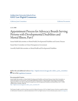 Appointment Process for Advocacy Boards Serving Persons With