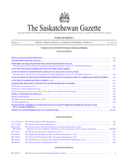 Gazette Part I, March 6, 2015