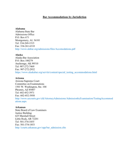 Bar Accommodations by Jurisdiction