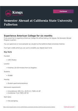 Semester Abroad at California State University Fullerton