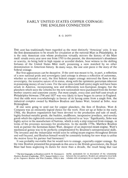 Early United States Copper Coinage: the English Connection