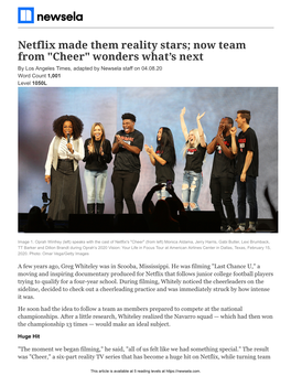 Netflix Made Them Reality Stars; Now Team from "Cheer" Wonders What's Next