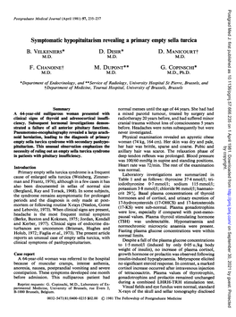 Symptomatic Hypopituitarism Revealing a Primary Empty Sellaturcica