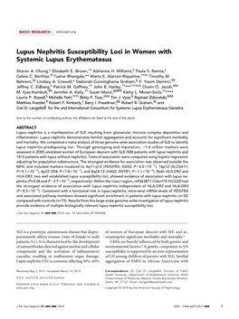 Lupus Nephritis Susceptibility Loci in Women with Systemic Lupus Erythematosus