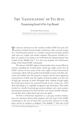 Of Tel Aviv: Examining Israel’S Pro-Gay Brand