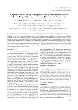Morphometrics, Life History and Population Biology of the Ponto-Caucasian Slave-Making Ant Myrmoxenus Tamarae (Hymenoptera: Formicidae)