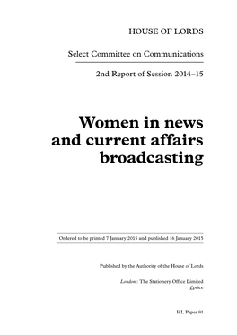 Women in News and Current Affairs Broadcasting