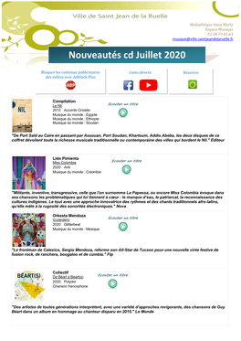 Nouveautés Cd Juillet 2020