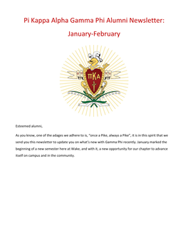 Pi Kappa Alpha Gamma Phi Alumni Newsletter: January-February