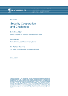 Security Cooperation and Challenges