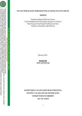 Invasi Timur Lenk Terhadap Wilayah Islam (1370-1405 M)