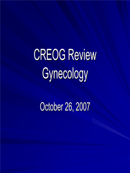 CREOG Review Gynecology