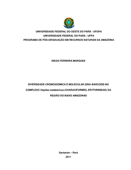 Universidade Federal Do Oeste Do Pará - Ufopa Universidade Federal Do Pará - Ufpa Programa De Pós-Graduação Em Recursos Naturais Da Amazônia
