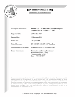 FOIA CASE LOGS for the Central Intelligence Agency (CIA)