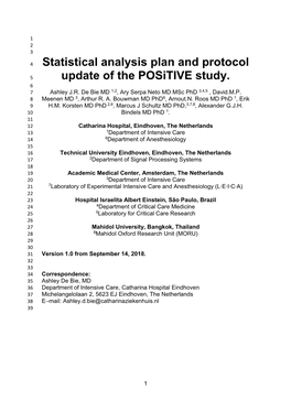 Statistical Analysis Plan and Protocol Update of the Positive Study