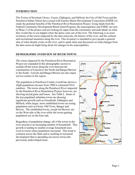 INTRODUCTION the Towns of Howland, Orono, Veazie, Eddington, and Milford, the City of Old Town and the Penobscot Indian Nation H