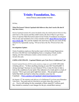 Trinity Foundation, Inc. January/February (Almost Monthly) Newsletter