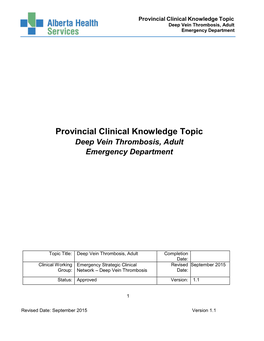 •Deep Vein Thrombosis, Adult