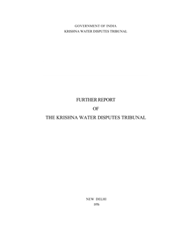 Further Report of the Krishna Water Disputes Tribunal