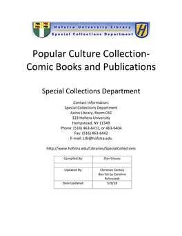 Popular Culture Collection- Comic Books and Publications