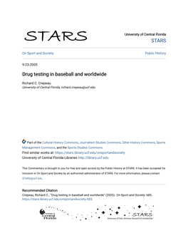 Drug Testing in Baseball and Worldwide